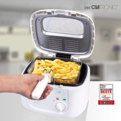 "Clatronic 25L Deep Fryer - Crisp & Delicious Fried Food in White - Model 4006160639636"